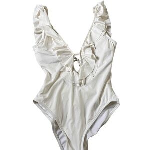 White Ruffle One-Piece Swimsuit